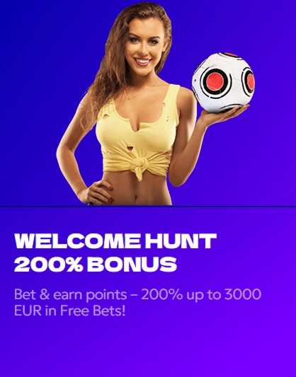Woman holding flaming football promoting 200% bonus