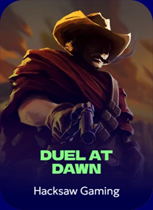 Cowboys aiming pistols in Duel at Dawn slot